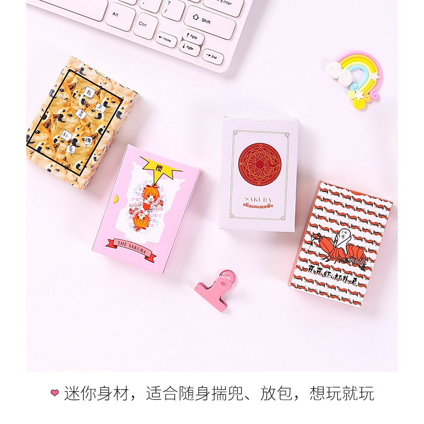 Bộ Bài Tây Màu Hồng In Hoạt Hình Sakura Dễ Thương