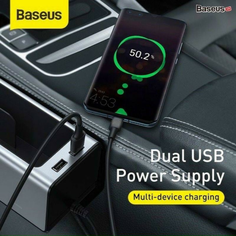 Ngăn chứa đồ tiện dụng tích hợp Dock sạc USB dùng trên xe hơi Baseus Deluxe Metal.