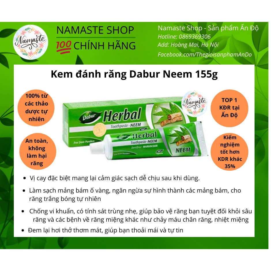 Kem đánh răng tốt nhất thế giới Dabur Red 100g/200g - Sạch răng, giảm viêm răng lợi