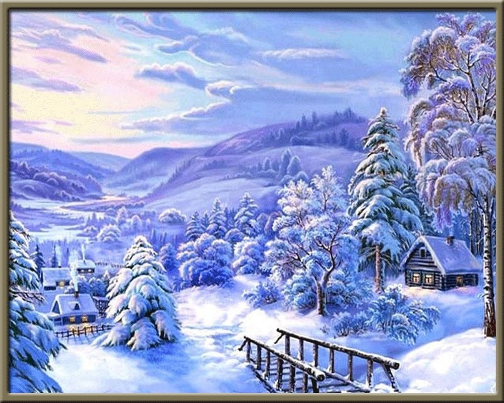 Bộ Tranh Đính Đá 5D Họa Tiết Phong Cảnh Độc Đáo DIY 40x30cm