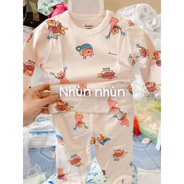 {Nhùn Nhùn} Bộ dài tay cotton cài vai Avaler