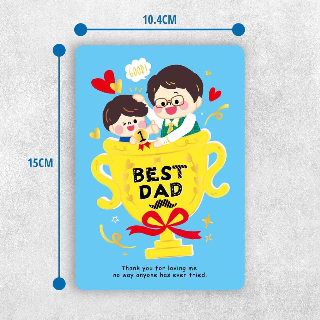 Thiệp giấy Ngày của Cha Father Day Card Cao Cấp Nhập Từ Đài Loan FKP2502 Chữ Nhũ Vàng Họa tiết Cute 10.4x15cm Saigonir