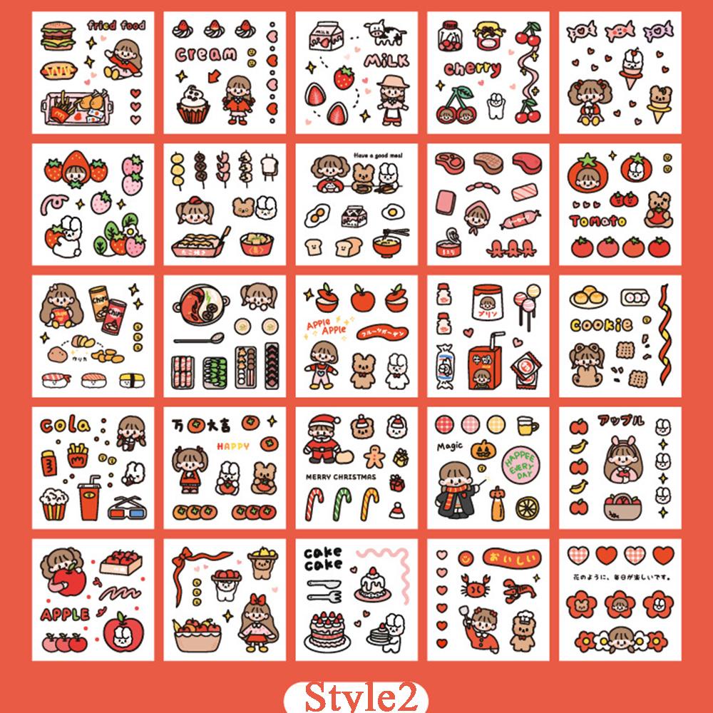 Hộp 100 Nhãn Dán Màu Hồng Dễ Thương Chống Nước Trang Trí Sổ Tay DIY