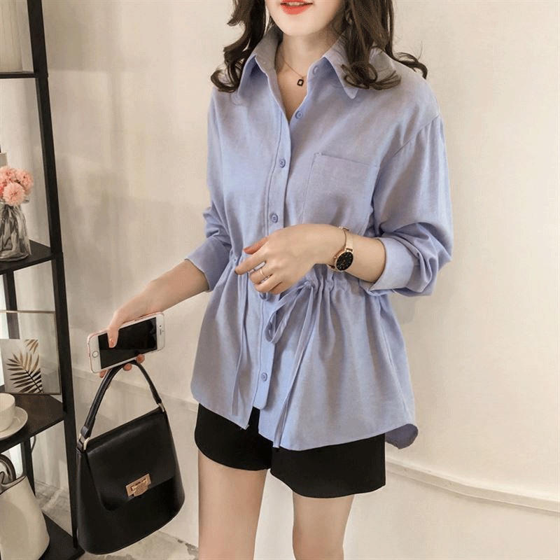 Áo sơ mi tay dài dáng rộng thiết kế mới 2021 thời trang thanh lịch