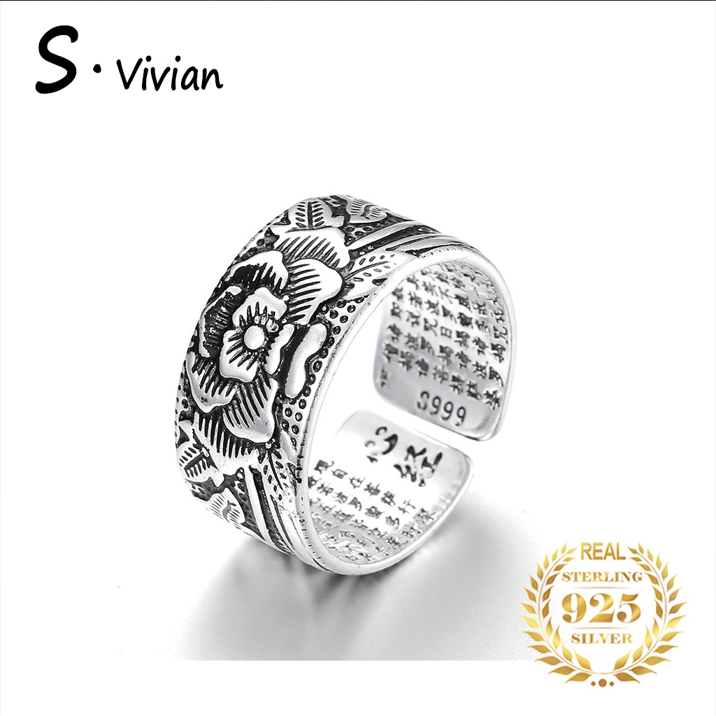 Nhẫn bạc 925 hình hoa sen/trái tim thời trang cho nam nữ