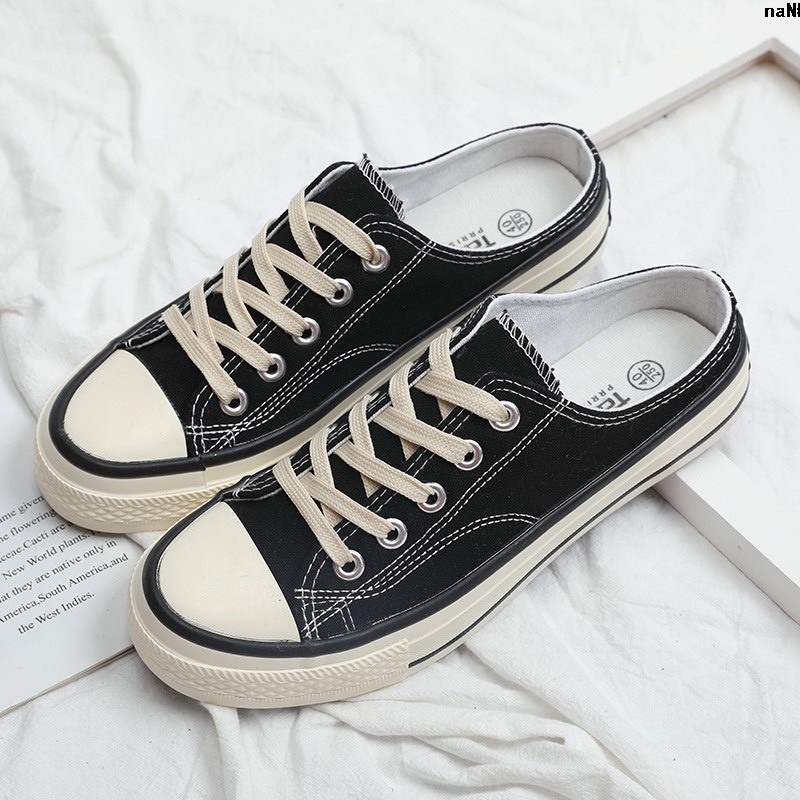 Giày lười vải Canvas không gót phong cách hàn quốc cá tính 41 1970s45202040..Dép bít mũi Plus Size thời trang mùa hè cho nam | BigBuy360 - bigbuy360.vn