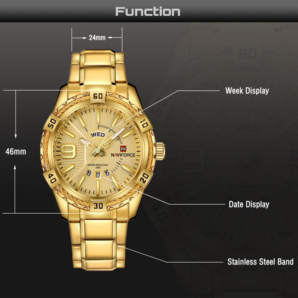 Đồng Hồ Quartz NAVIFORCE 9117S Chống Thấm Nước