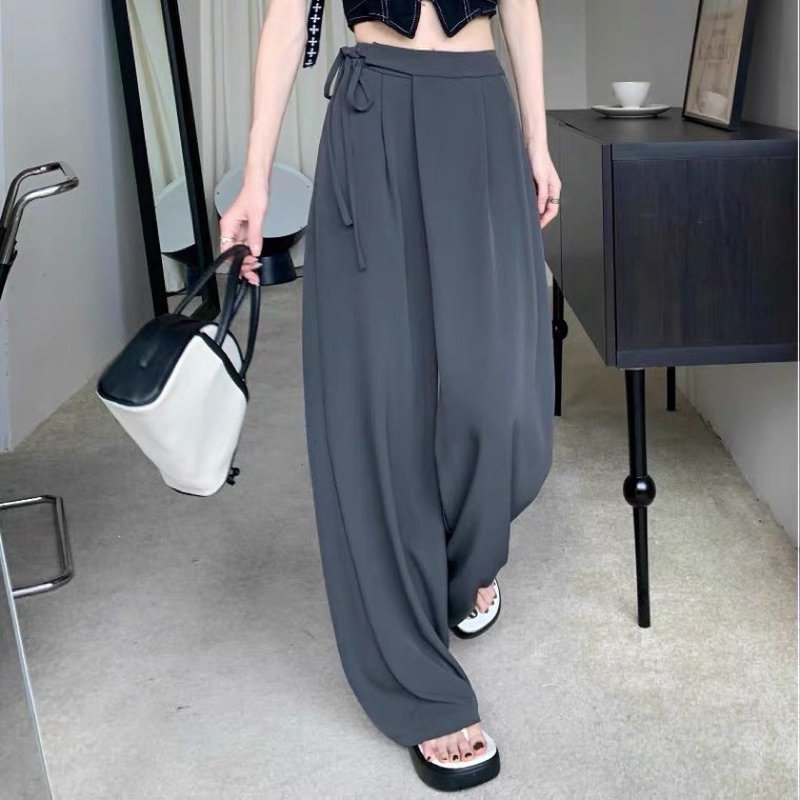 Quần Tây Ống Rộng Dáng Suông Có Dây Thắt Eo (Hình Thật) QT01