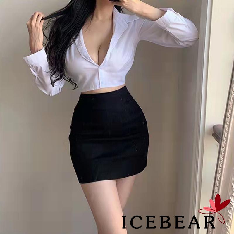 Áo Croptop Tay Dài Màu Trơn Phối Nút Thiết Kế Đơn Giản Hợp Thời Trang