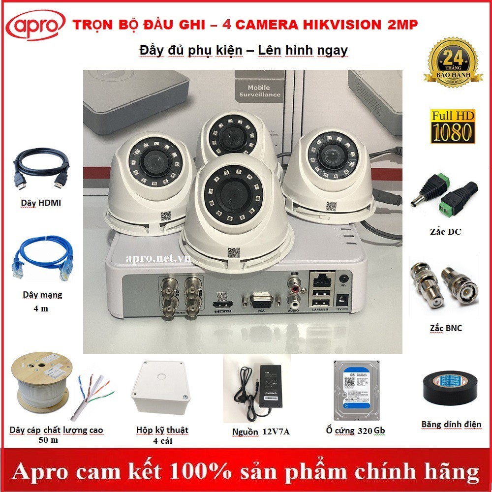 Trọn bộ đầu ghi hình, camera Hikvision chính hãng giá rẻ