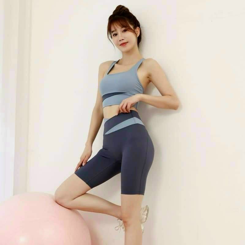 Set Đồ Tập Gym Yoga Lửng Cáo Cấp, Bộ Tập Thể Thao Áo Bra Kèm Quần Lửng [Ảnh Chụp Thật] - OS006