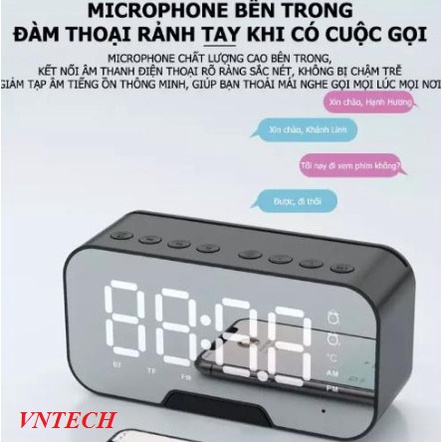 Loa Bluetooth Đồng Hồ G10 Cao Cấp, Kiêm Báo Thức, Đài FM, Màn Hình Led Tráng Gương