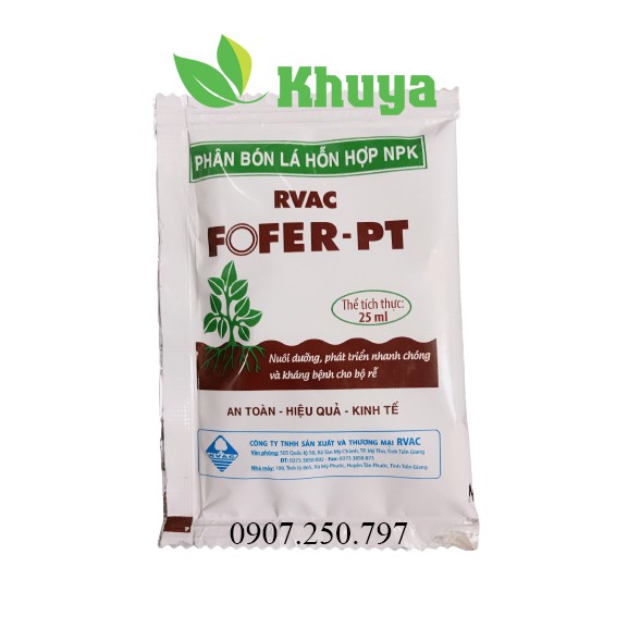 Phân bón lá hỗn hợp NPK RVAC Fofer PT 25ml