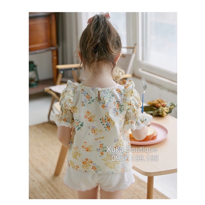Áo Sơ Mi Cộc Tay Hoa Cổ Ren Bé Gái Phiên Bản Hàn Quốc Cực Xinh, Hàng Quảng Châu Cao Cấp Cho Bé 1 - 7 tuổi [Ảnh Thật]