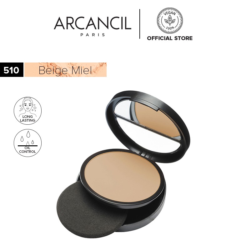 Phấn phủ dạng nén Arcancil Poudre Compacte Cover Match Matifying Compact Powder - High Coverage, Long Lasting 9gr