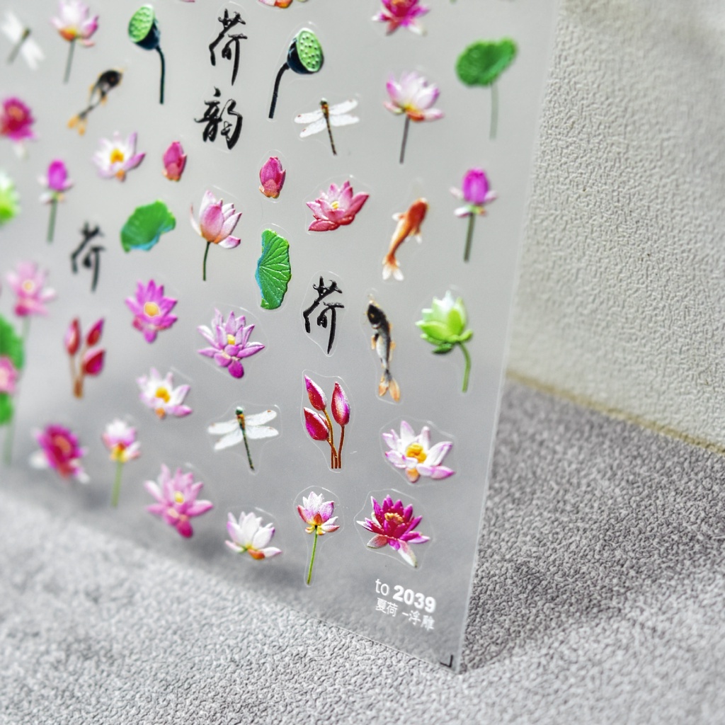 Miếng Dán Trang Trí Móng Tay Hình Hoa Sen Xinh Xắn