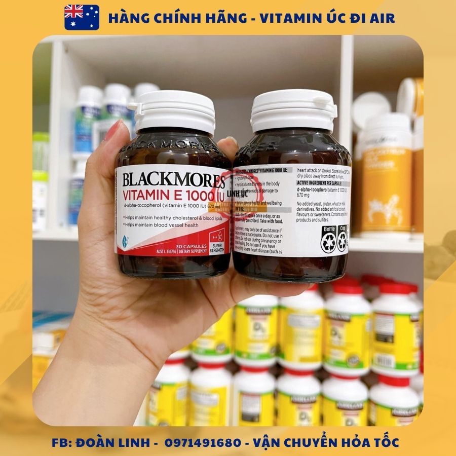 Vitamin E tự nhiên Blackmores Vitamin Natural E 1000IU, Hàng chuẩn úc đi air,  Vitamin E Úc