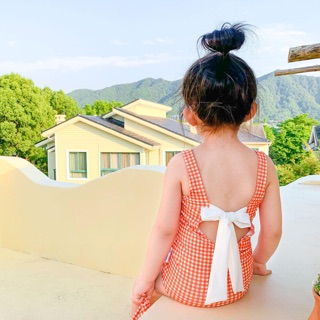 Bikini kẻ cam cho bé gái ko kèm mũ