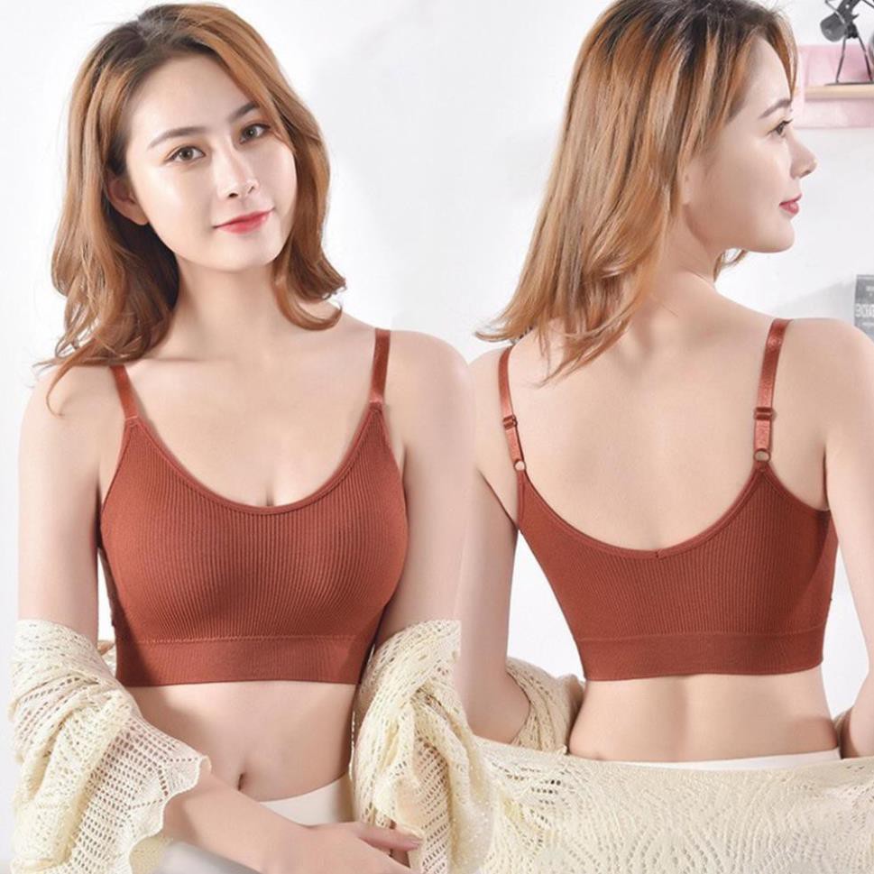 Áo Ngực S4BRA01KAKI Áo Bra Thể Thao Chất Liệu Cotton Bề Mặt Gân Tăm 2 Dây Mặc Thoải Mái Vừa Vặn Cơ Thể