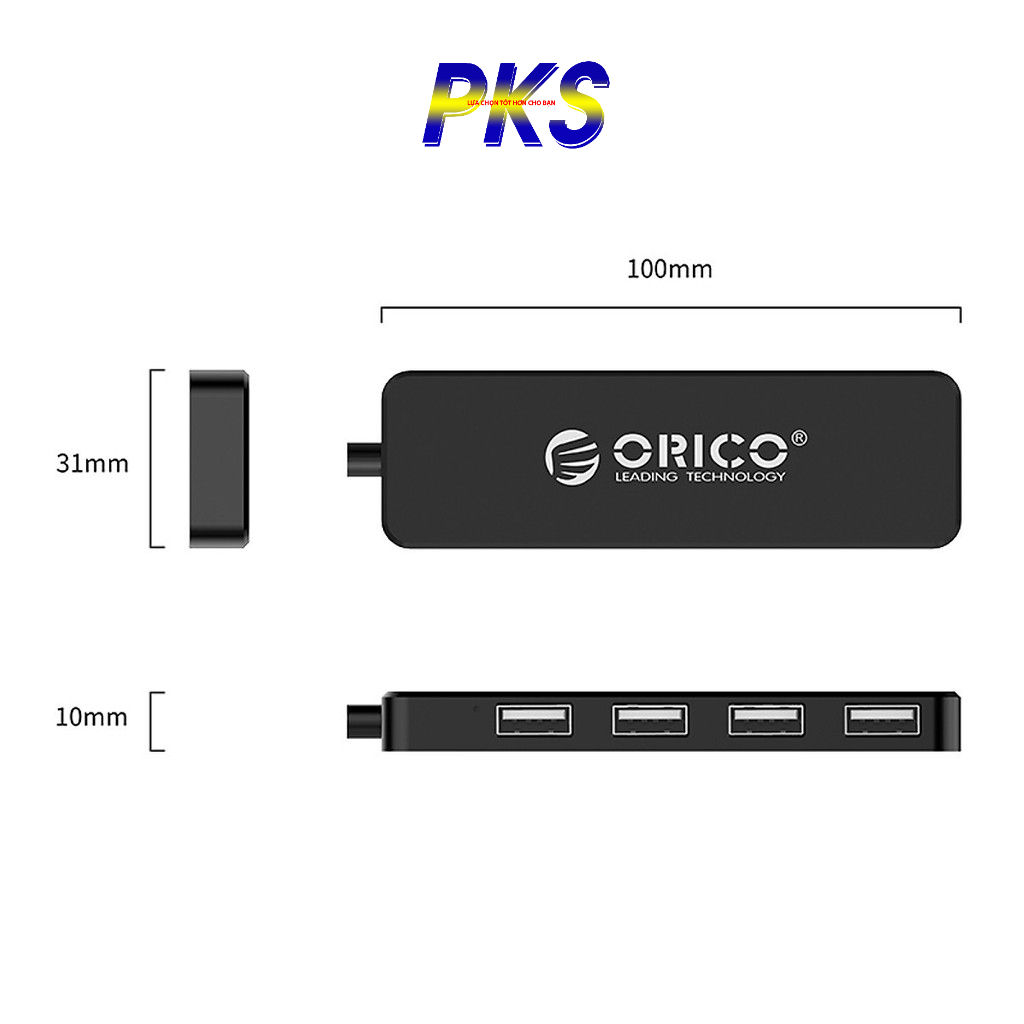 Bộ Hub chia 4 cổng USB 2.0 Orico FL01 - Hàng Chính Hãng bảo Hành 1 năm