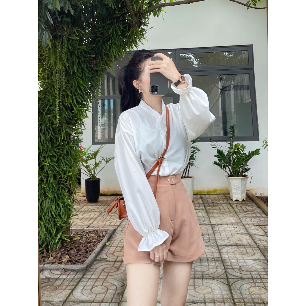 Quần short 69 nữ FM Style đùi lưng cao ống rộng chất tuyết mưa đứng form thời trang thanh lịch sang trọngI 220130509