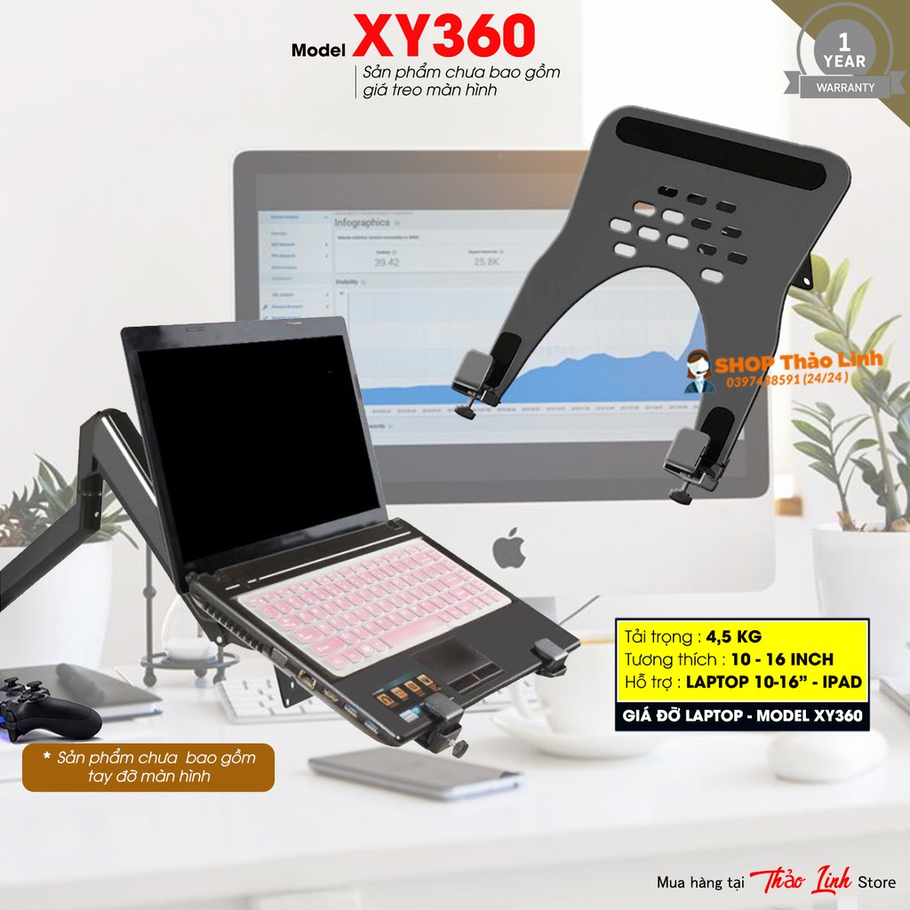 [Bản Mới] Giá Đỡ Kẹp Laptop - Macbook - Máy Tính Bảng - Ipad XY360 10 - 15.6 Inch - Sản Phẩm Chưa Bao Gồm Tay Đỡ