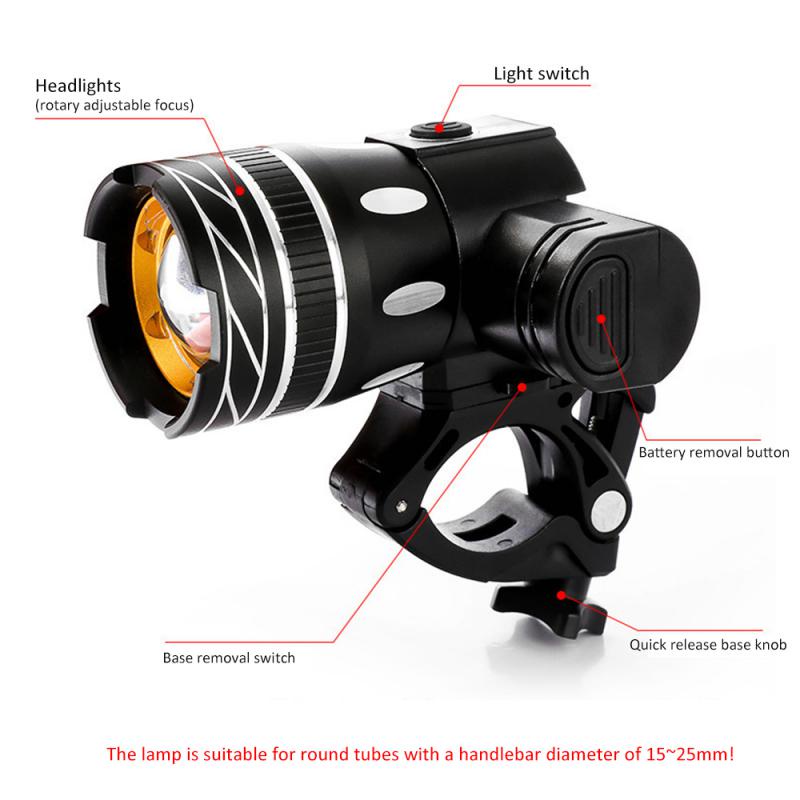 Đèn Pha Led T6 1200 Lumen Tích Hợp Đèn Pha Và Đèn Đuôi Xe Đạp Có Thể Sạc Lại Bằng Cổng Usb