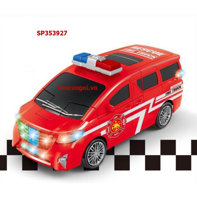 Hộp xe hơi cứu hỏa cs pin đèn biến hình robo, 9911A (Hộp)