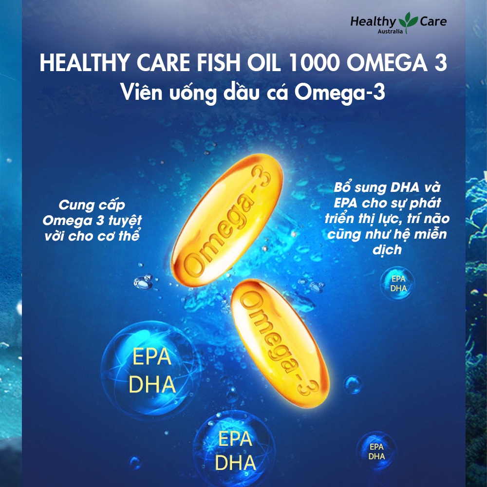 Viên uống dầu cá Omega 3 Healthy Care Fish Oil 400 viên