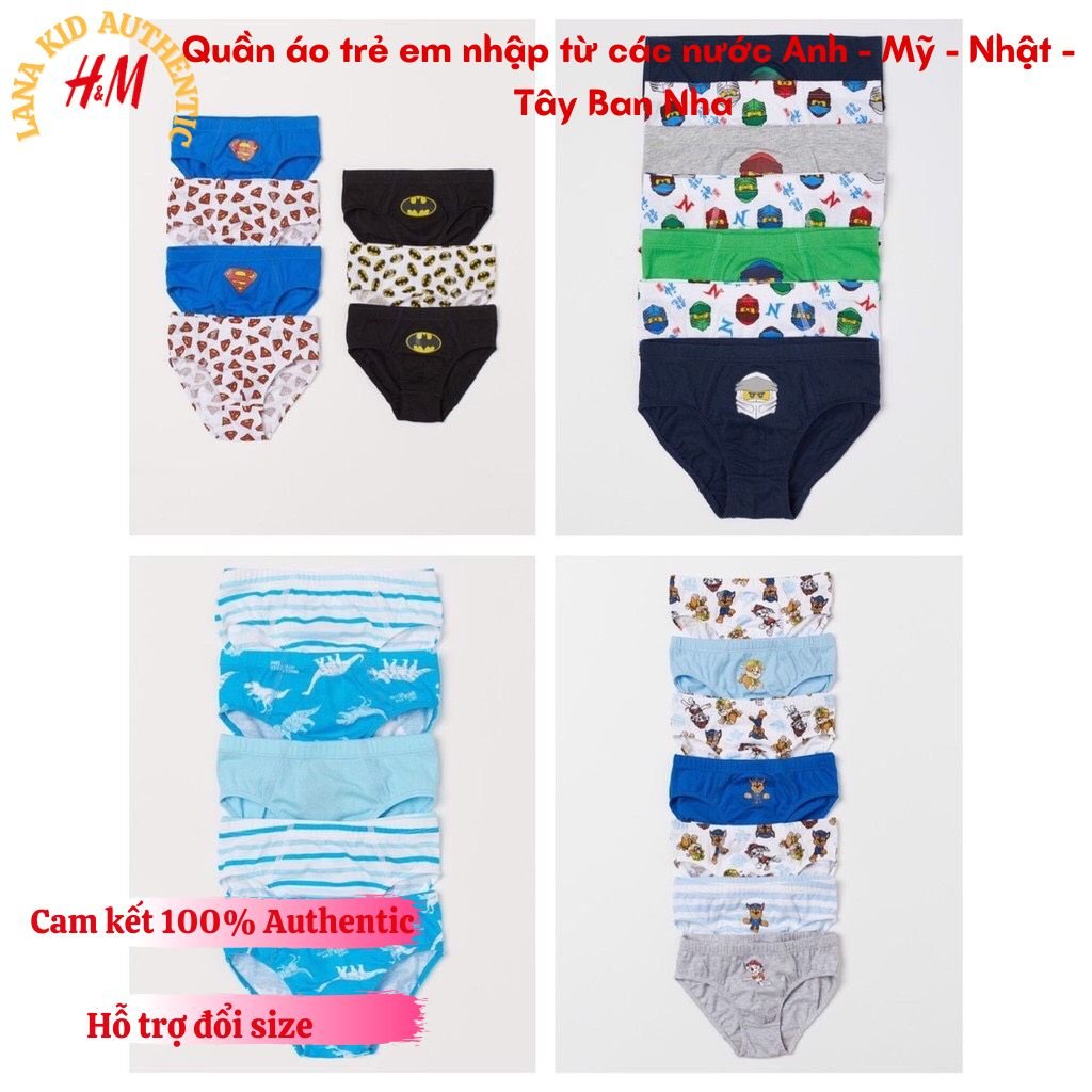 Set 7 chip trẻ em bé trai - Size từ 18 tháng đến 10 tuổi - Cam kết 100% HM Authentic