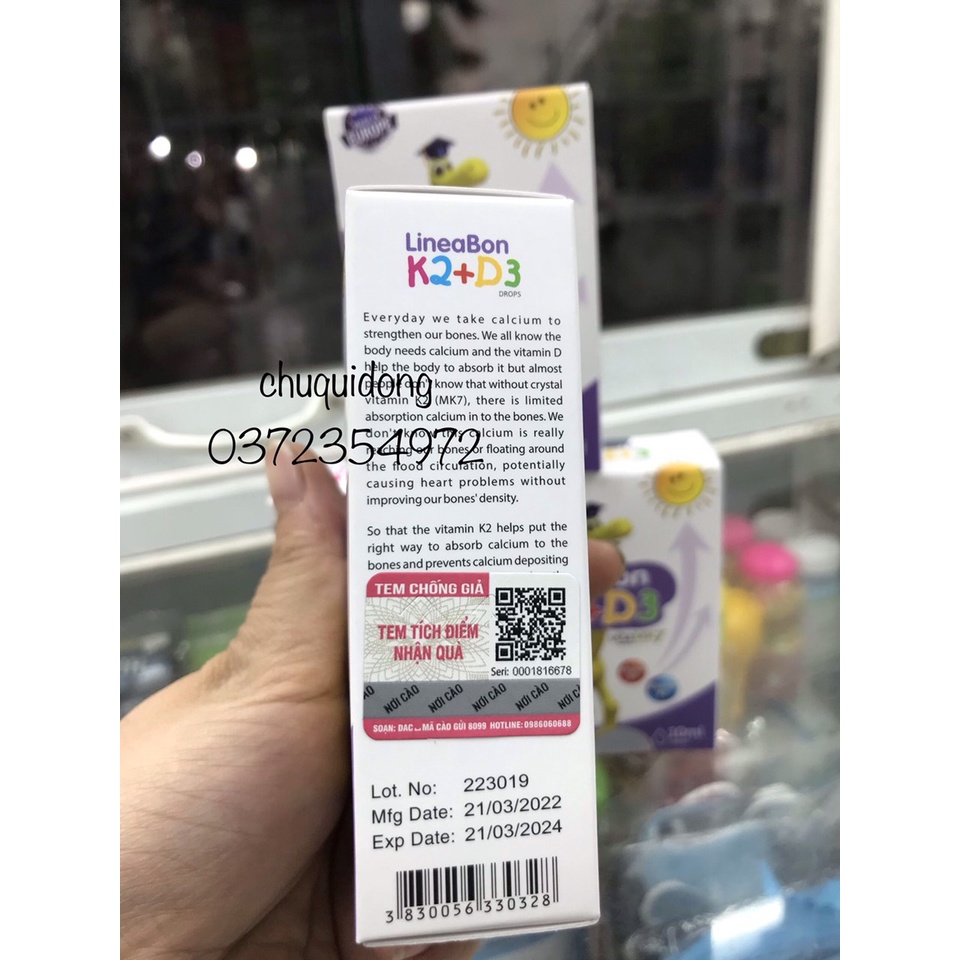 LineaBon vitamin D3 K2 10ml - Vitamin tăng chiều cao cho bé chính hãng