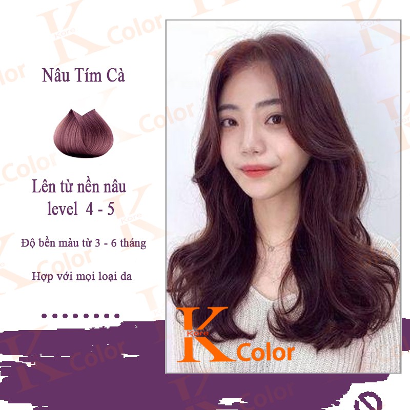 Thuốc nhuộm tóc Nâu Tím Cà không tẩy sử dụng tại nhà nhiều thảo dược giá rẻ nhất