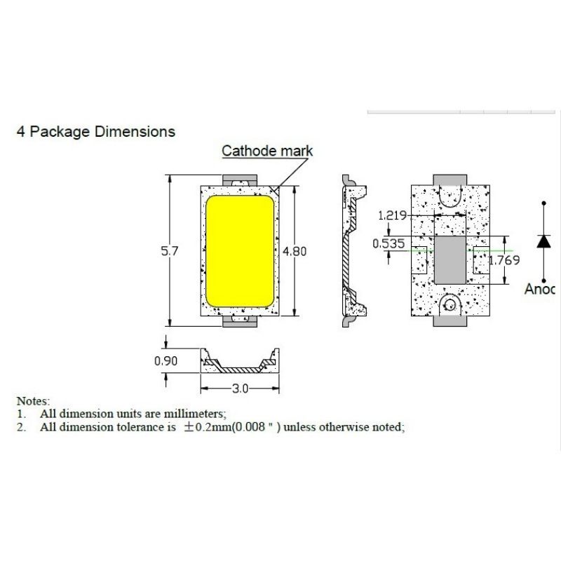 50 bón led trắng. vàng ấm smd 5730 - 0.5w