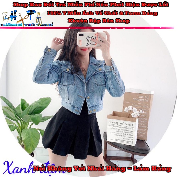 áo khoác jean nữ lửng cao cấp cổ vest dáng ngắn tay dài phong cách hàn quốc kiểu mới đẹp giá sỉ - HÀNG MỚI VỀ