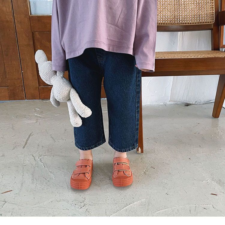 [Babycat] Hàng Có Sẵn Quần Jean Ống Rộng Dài Đến Mắt Cá Chân Phong Cách Nhật Bản Hàn Quốc Mùa Xuân Thu Cho Bé Gái