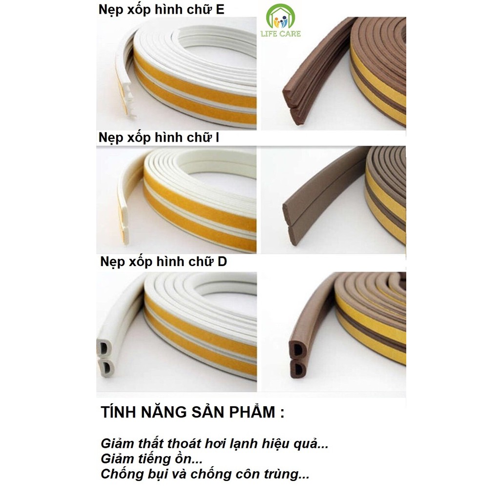 Nẹp xốp dán khe cửa đa năng chống bụi chống tiếng ồn (bán theo mét)