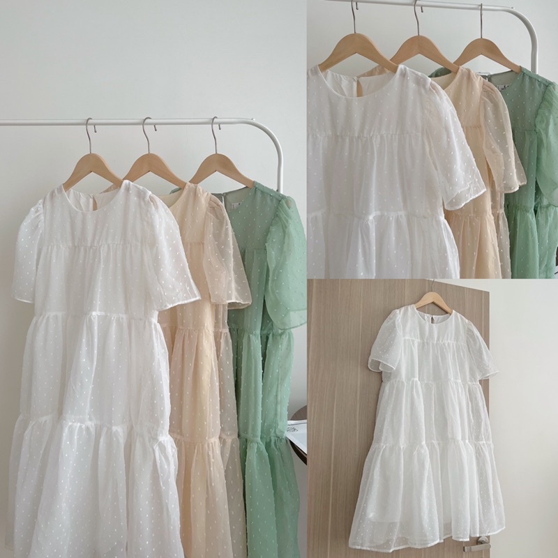 [Ảnh thật/Video]Đầm babydoll Wwhitee chất lụa tơ thiết kế ba tầng Hàn Quốc Váy công chúa đẹp nhẹ nhàng