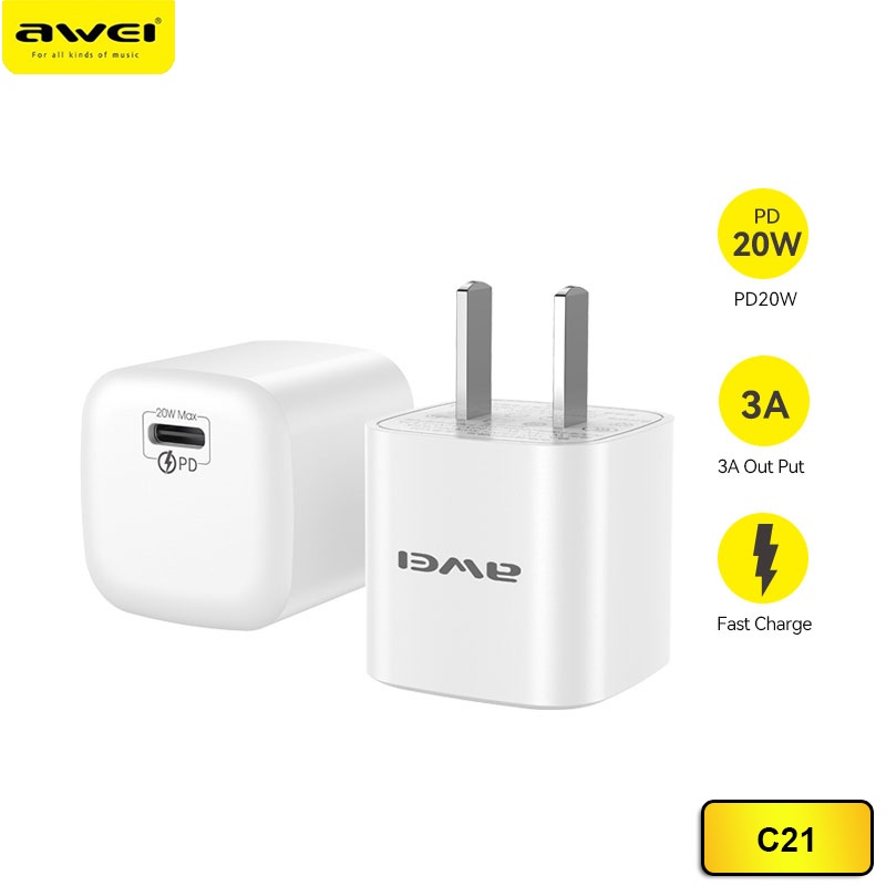 Củ sạc AWEI C21 20w PD nhanh chóng tiện lợi khi đi du lịch