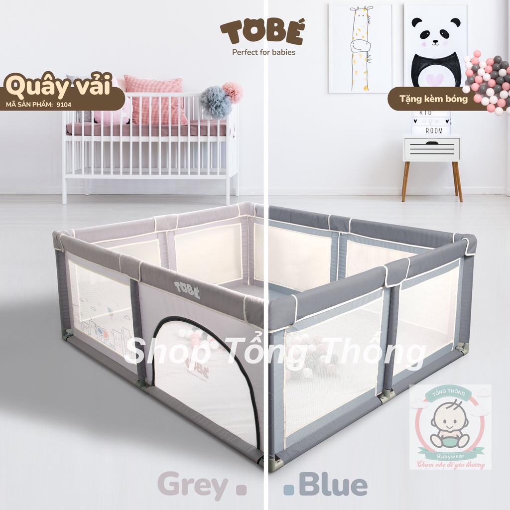 Quây vải tobe vải lưới thông thoáng, khung thép chắc chắn cao cấp siêu bền an toàn thỏa sức cho bé chơi đùa 9104