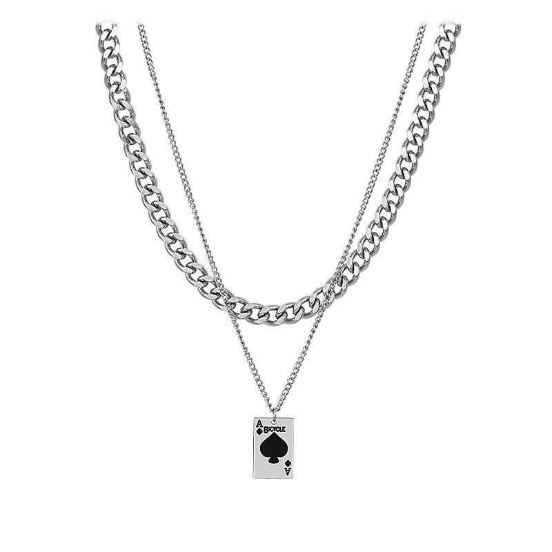 Niche Dây Chuyền Hai Lớp Hình Thẻ Bài Hát Lạnh Phong Cách Hip Hop Cho Nam Và Nữ