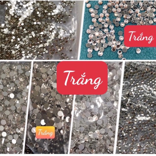 Đá nail-  màu trắng bịch khoảng hơn 1000v trang trí móng tay