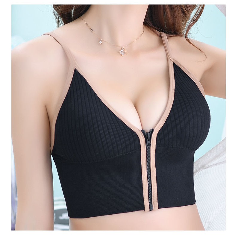 Áo Bra Khóa Kéo Nâng Ngực - Bra 2 Dây Cổ V Trước Cá Tính Mềm Mại Siêu Sexy Sop BUKI