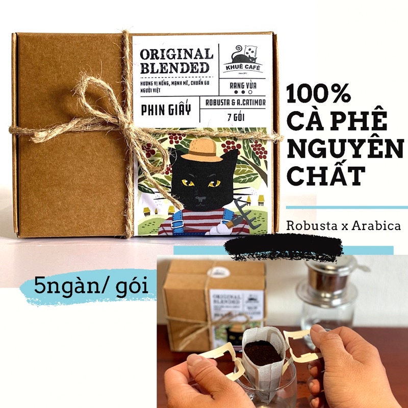 [Mã 1511FMCGSALE giảm 8% đơn 500K] Cà phê phin giấy túi lọc tiện lợi Drip Bags ,Hộp 7 gói gồm đường từ Khuê Cà Phê