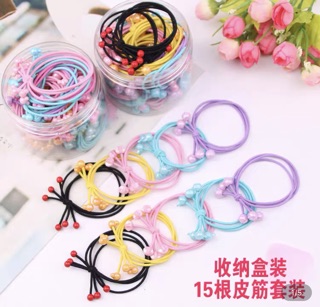 Sét 4 dây cột tóc đính hạt sắc màu