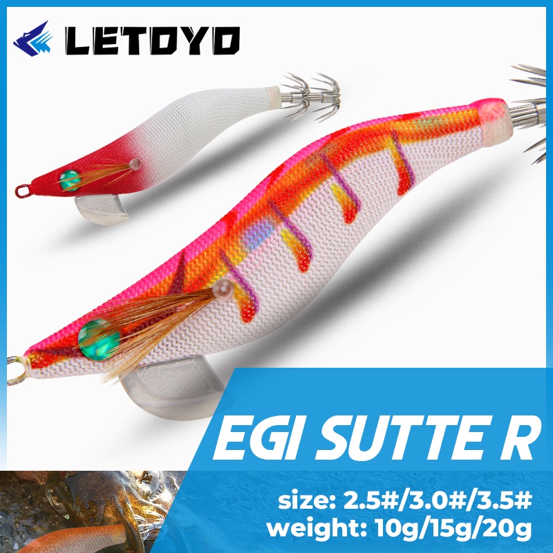 Letoyo Mực 2,5# 3.0# 3.5# Mồi Câu Cá Giả Hình Con Tôm Kèm Móc Câu