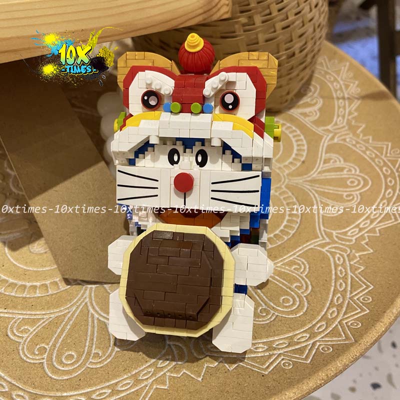 mô hình lắp ráp 3d doraemon múa lân hoạt hình dễ thương, đồ chơi lắp ráp quà tặng bạn trai bạn gái, đồ decor 10xtimes