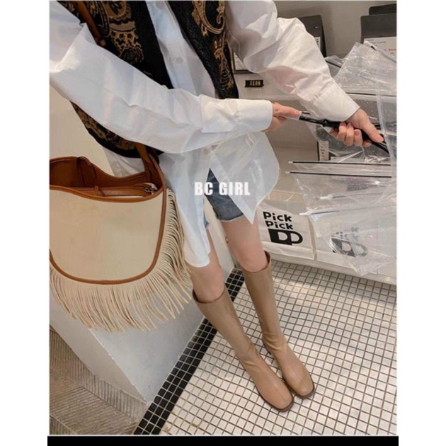 Boot đùi màu nâu nhạt đế thấp ,da mềm như bún lu🍄
