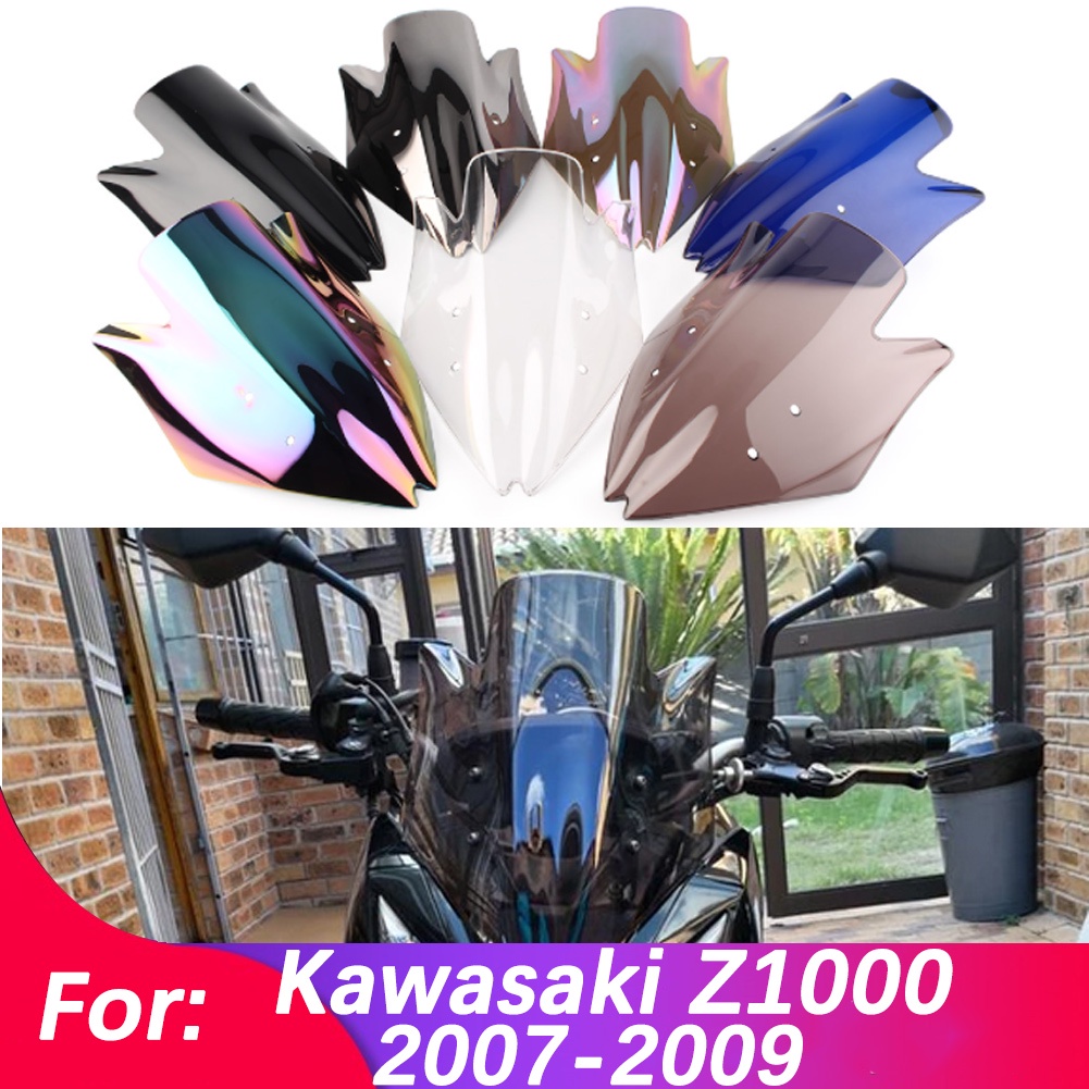 Kính Chắn Gió Bằng Nhựa ABS Hai Bọt Biển Dành Cho Xe Mô Tô Kawasaki Ninja Z1000 Z 1000 2007 2008 2009