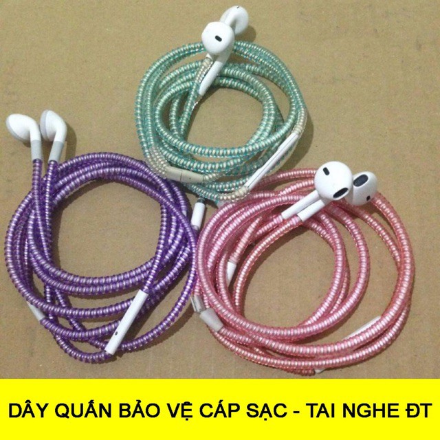 Dây cuốn tai nghe [Sale 1k - Giá hủy diệt] dây cuốn cáp sạc điện thoại nhiều màu sắc giúp bảo vệ cáp sạc và tai nghe | BigBuy360 - bigbuy360.vn