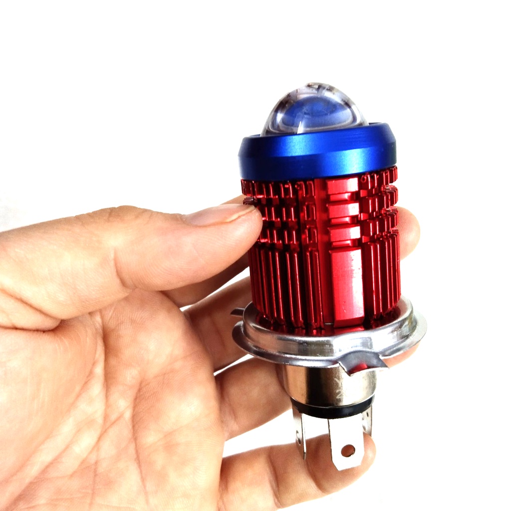 Đèn pha xe máy BMA V6 bi cầu chân H4 2 chế độ pha trắng cos vàng siêu sáng